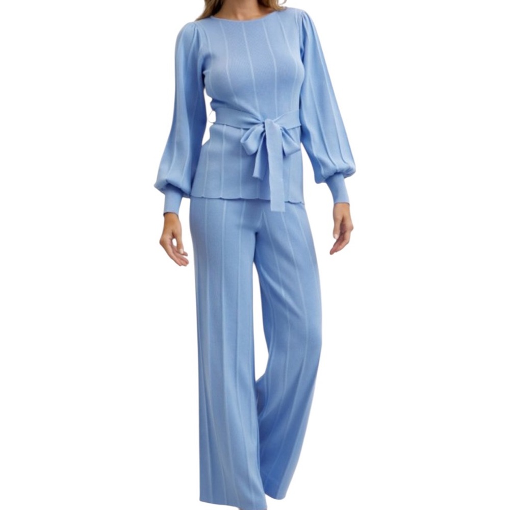 📦Rivir Soft Belted Balloon Sleeve Sweater & Pant SET